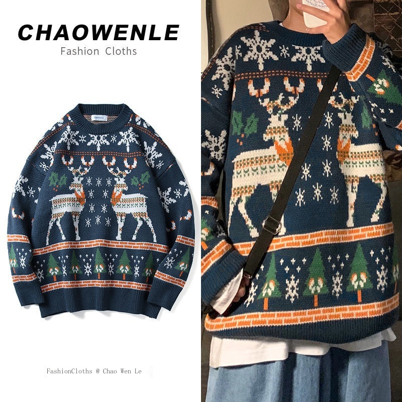 Áo Sweater Dệt Kim Dày Dáng Rộng Kiểu Hồng Kông Thời Trang Thu Đông Cho Các Cặp Đôi