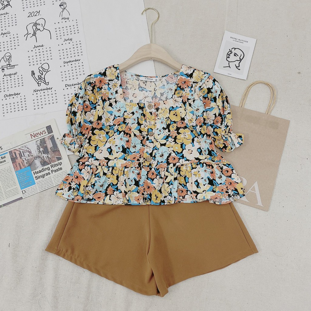 Set đồ nữ cá tính, set quần sóc áo quây đi chơi sang chảnh mùa hè đẹp 8A00037 | BigBuy360 - bigbuy360.vn