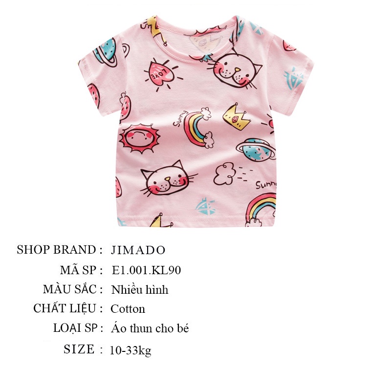 Áo thun bé trai gái phông cộc ngắn tay size đại chất cotton mềm mịn hàng Quảng Châu cao cấp JIMADO E1.001.KL90