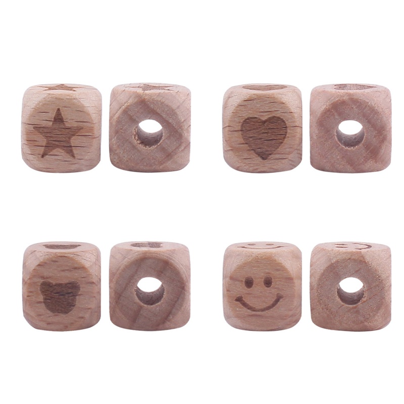 Bộ 20 Chuỗi Hạt Gỗ Sồi Hình Trái Tim / Ngôi Sao / Mặt Cười / Gấu Xinh Xắn Dùng Làm Đồ Trang