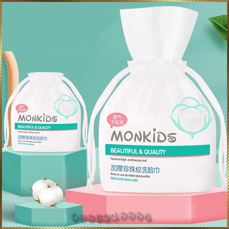 Khăn lau mặt khô Monkids túi lớn 260g dùng 1 lần lau khô lau ướt KKM1