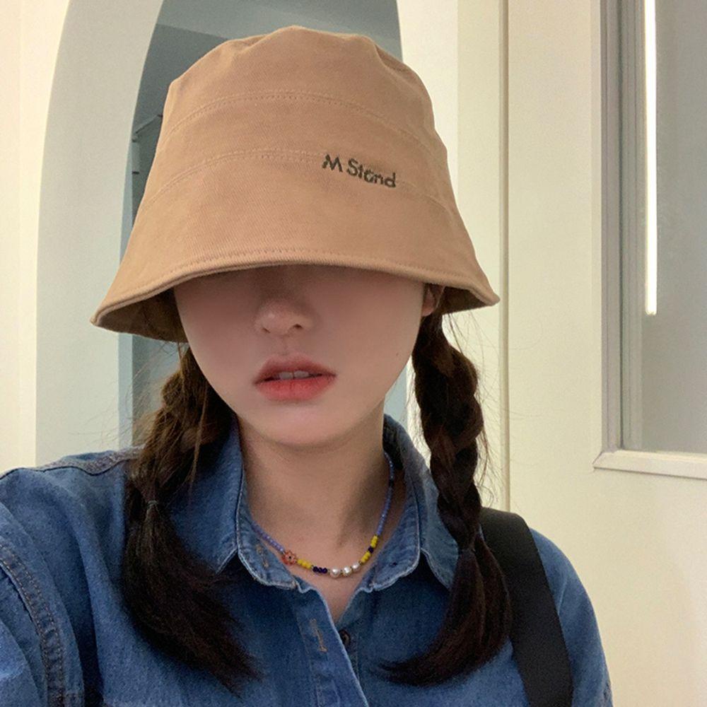 Nón Tai Bèo Chất Liệu Cotton Thêu Chữ Đơn Giản Thời Trang Thu Đông Cho Nữ