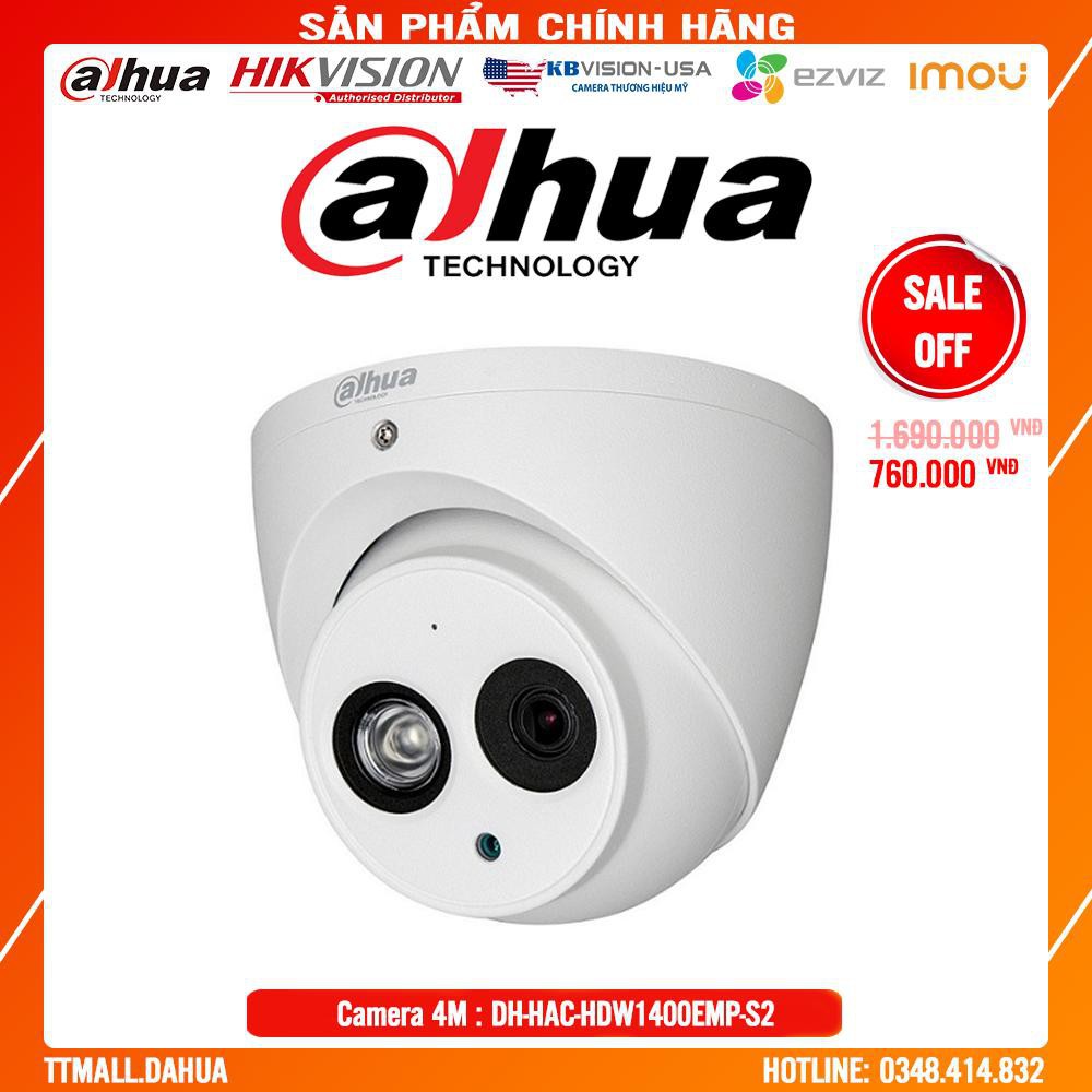 . . Camera Dome 4MP HDCVI Dahua HAC-HDW1400EMP-S2- Bảo hành chính hãng 2 năm . .