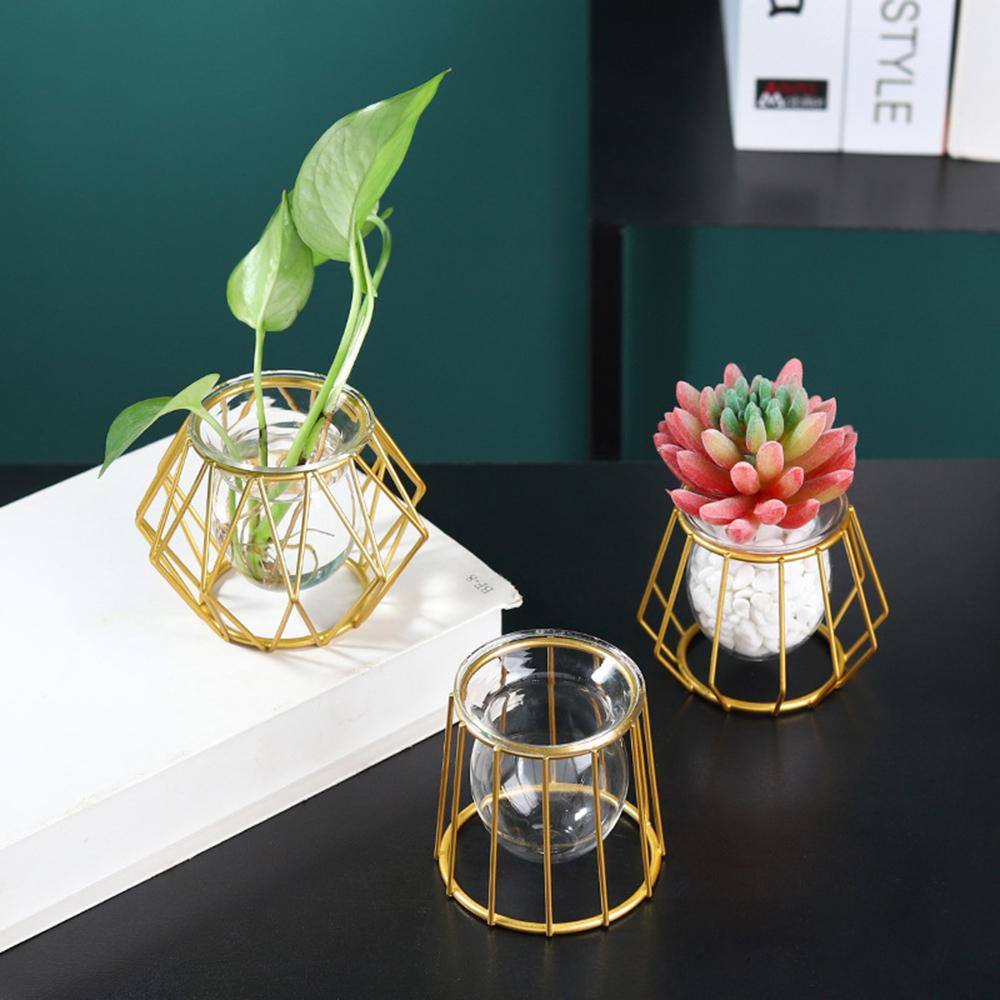 Giá Đỡ Chậu Hoa Bằng Sắt Mặt Kính Phong Cách Bắc Âu Trang Trí Nội Thất