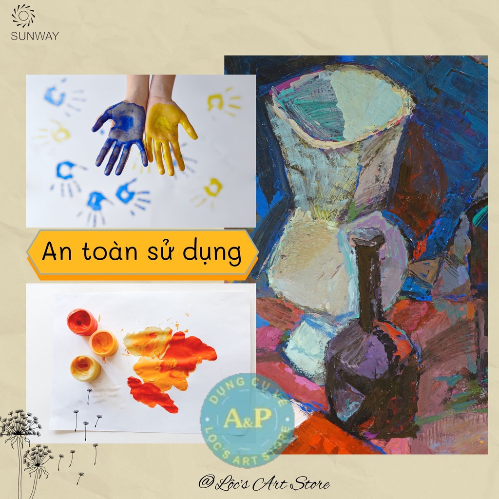 [Lộc'sArtStore] Màu vẽ Gouache Màu Bột Sunway 500ml