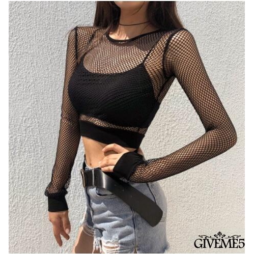 Áo lửng hai dây phối lưới gợi cảm thời trang nữ