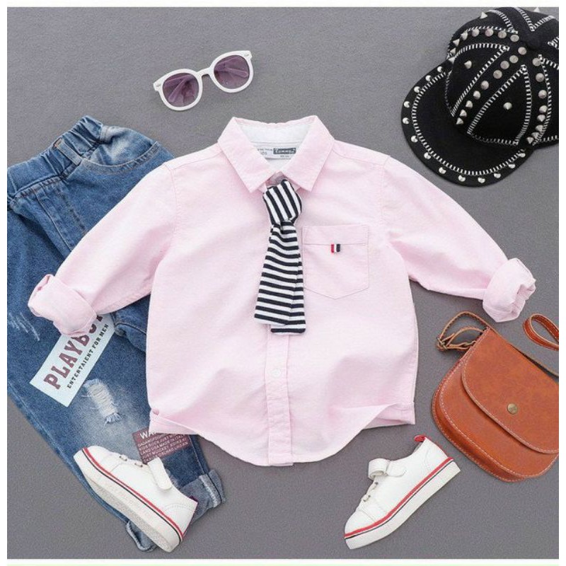 8-25kg. ÁO SƠ MI TRƠN TAY DÀI MÀU TRƠN BÉ TRAI LỊCH LÃM