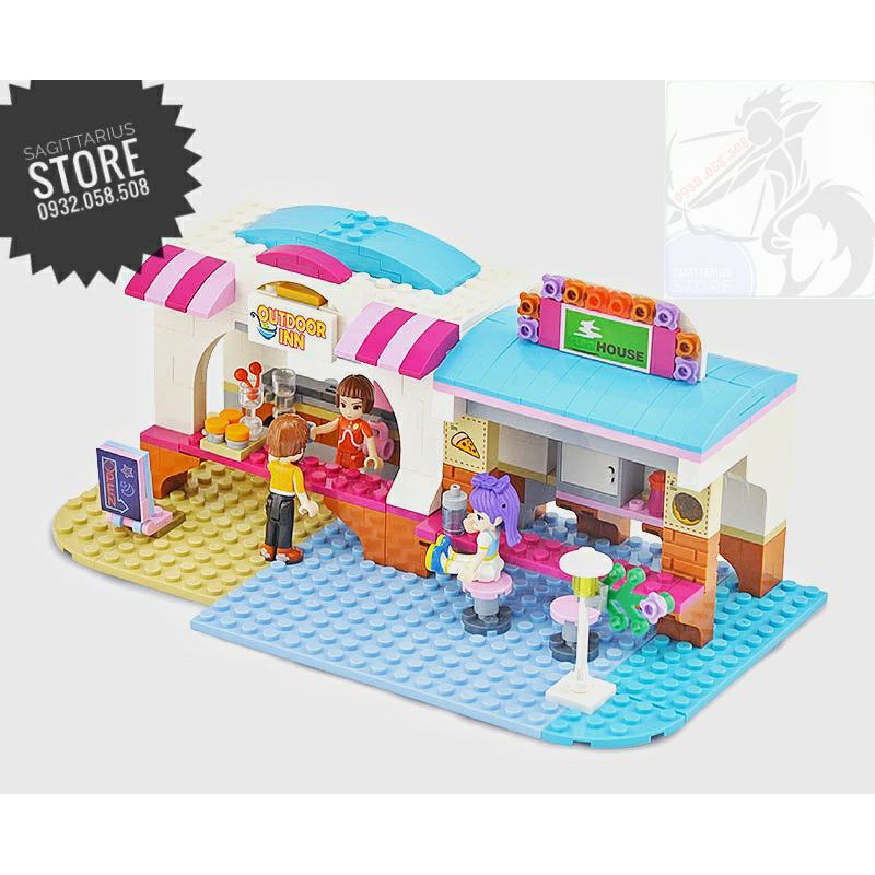 Lego Jiestar 20376 - 20377 Lắp Ráp Tiệm Bánh Cake & Khu Ẩm Thực