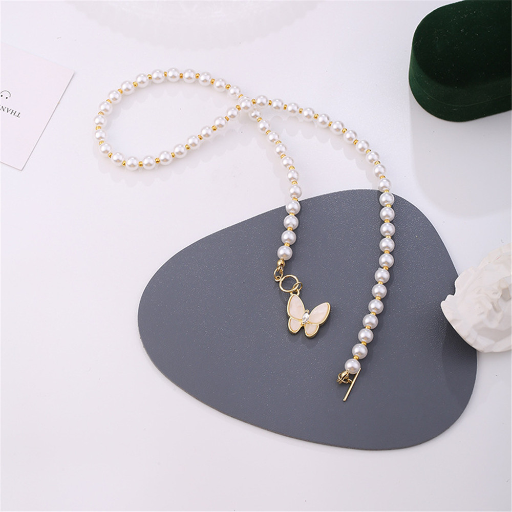 Dây chuyền mặt hình bướm đính ngọc trai thời trang thanh lịch cho nữ Yanqueens Quà tặng phụ kiện