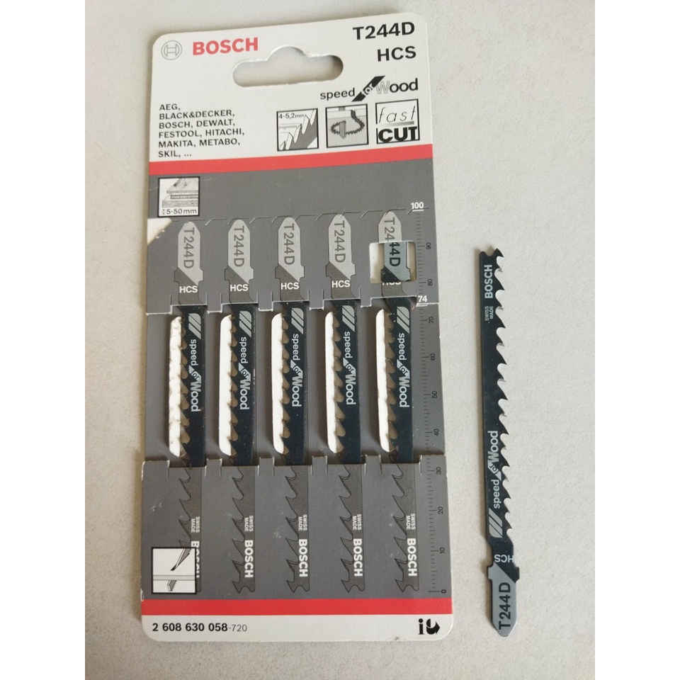 Bộ 5 Lưỡi cưa lọng gỗ Bosch T244D sản xuất tại Thụy Sỹ (video ảnh thật)