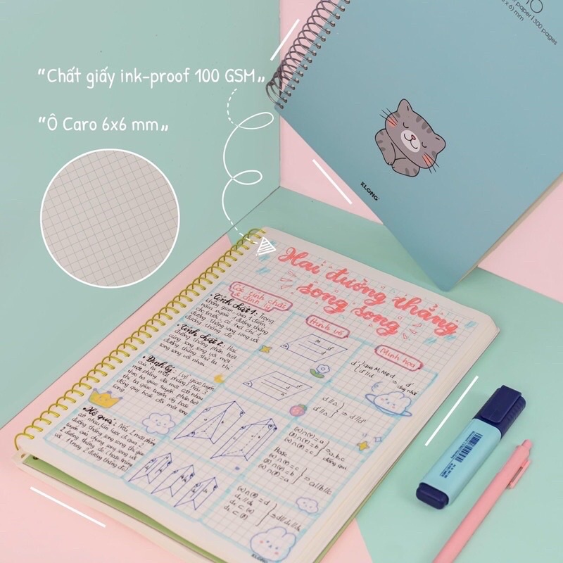 Sổ lò xo đơn A4 Caro Klong 300 trang_591 giấy siêu dày