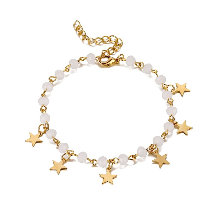 Lắc chân đính hạt đá và mặt ngôi sao màu vàng thời trang vintage cho nữ | BigBuy360 - bigbuy360.vn