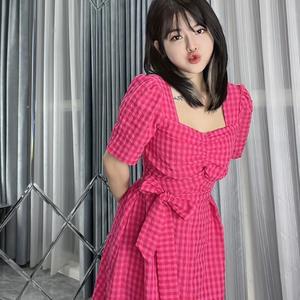 Váy kẻ thắt eo T145
