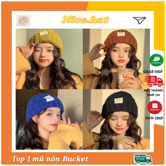 Mũ len nữ Hàn Quốc dệt kim dày dặn ấm áp cho mùa đông nón Beanie nhiều màu - L16