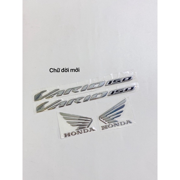 Bộ tem chữ Vario 150 đen mẫu mới kèm cánh chim honda, hàng cao cấp
