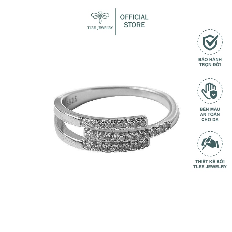 Nhẫn bạc nữ TLEE khối ghép nạm đá cá tính TleeJewelry A0284