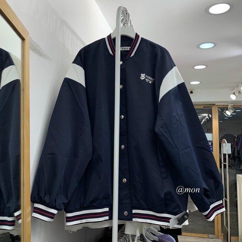 Áo khoác Dù Bomber thêu Forest 2 Lớp Unisex Rộng Nam nữ Coupel đều mặc được - Áo khoác gió Thu Đông