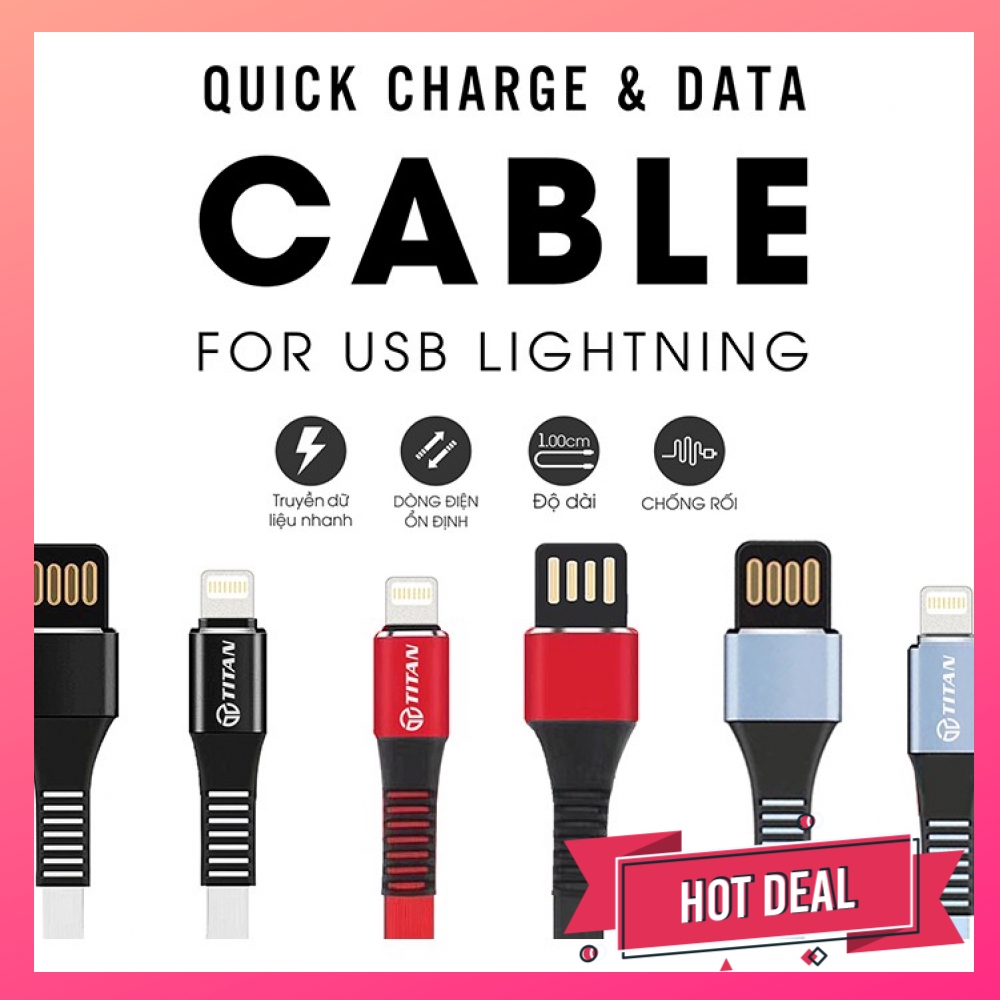 007985 - TP - Cáp dây dẹt LIGHTNING 1m TITAN CL20