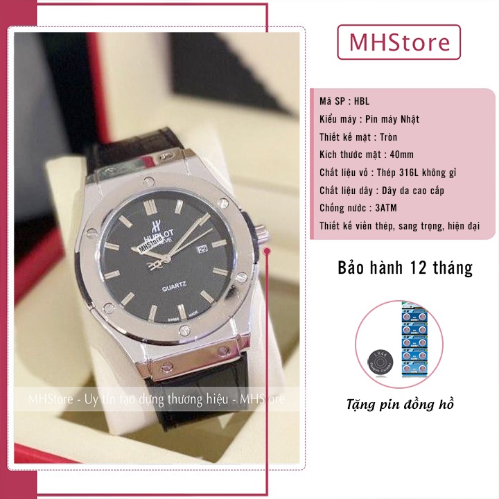 Đồng hồ nam HL 6825 dây da cao cấp, tích hợp lịch ngày, thời trang hiện đại, đẹp giá rẻ