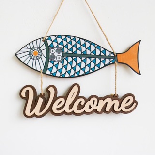 Bảng gỗ WELCOME cá thổ cẩm