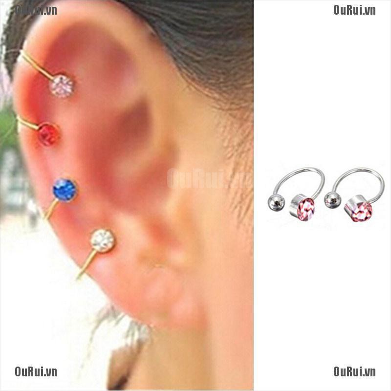 Đôi Bông Tai Chữ U Đính Đá Thời Trang Cho Nữ