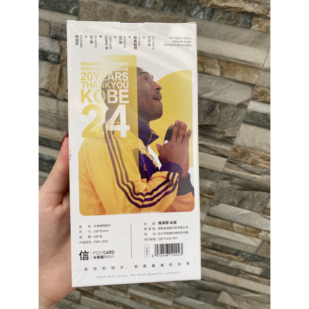 Hộp ảnh postcard Kobe Bryant kèm lomo hình dán