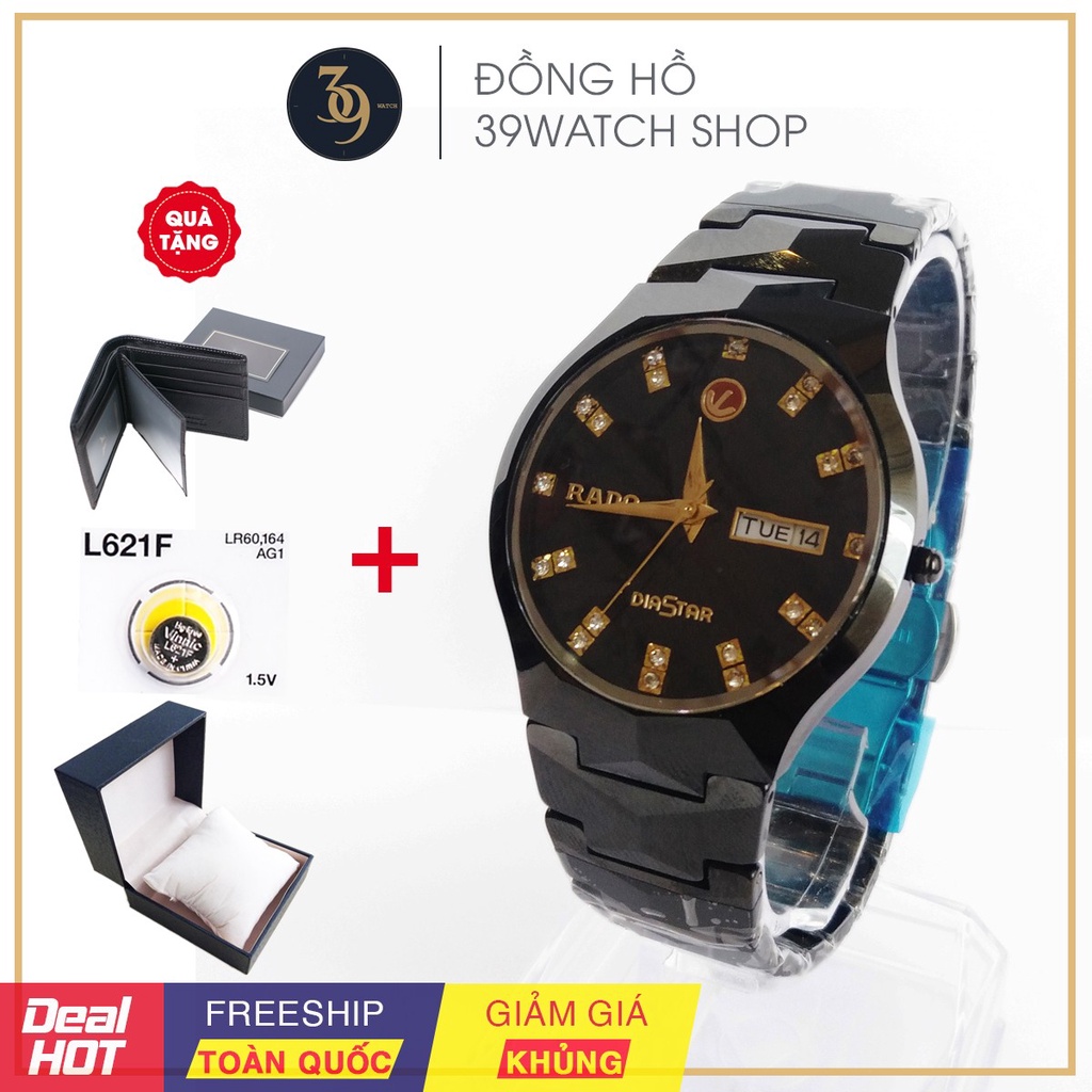 [TẶNG VÍ DA NAM] Đồng hồ RADO nam RA43 NA, chất liệu dây đá ceramic nguyên khối, mặt kính saphire chống trầy | BigBuy360 - bigbuy360.vn