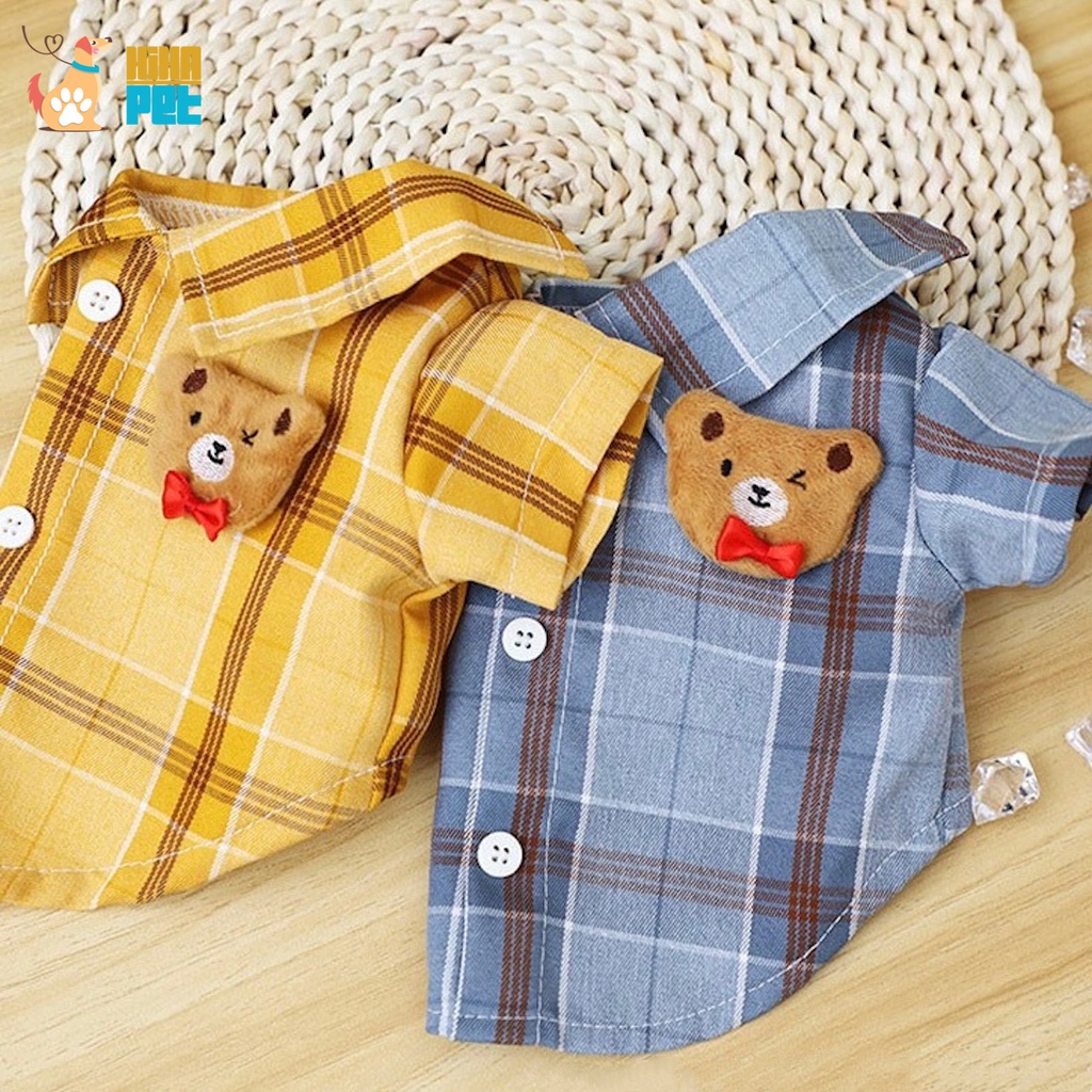 Áo Sơ Mi Sọc Có Tay Cho Bé Trai Chó Mèo Cao Cấp Quần Áo Thú Cưng Đực Hihapet.