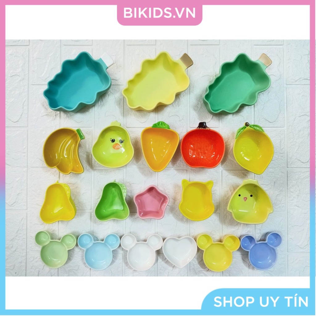 Bát ăn dặm gốm sứ hình thú/hoa quả ngộ nghĩnh cho bé