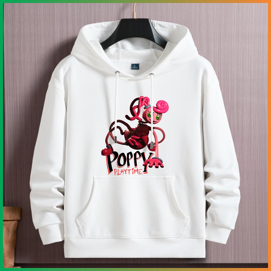 Áo Hoodie In 3D hình Game Poppy Playtime Huggy Wuggy màu trắng cho bé trai bé gái