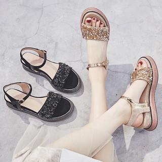 ▶ Sandal Đế Xuồng Dày Dặn Đính Đá Phong Cách Thời Trang Mùa Hè Hàn Quốc 2020 Mới
