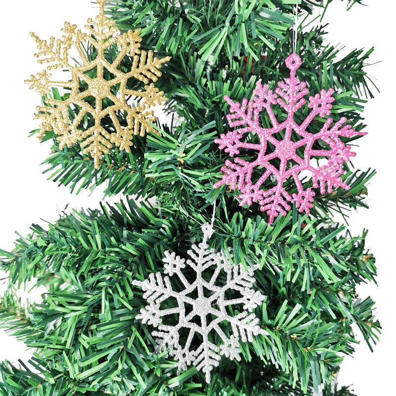 Bộ 10 Bông Tuyết Vàng Lấp Lánh 10 * 10cm Trang Trí Cây Thông Noel