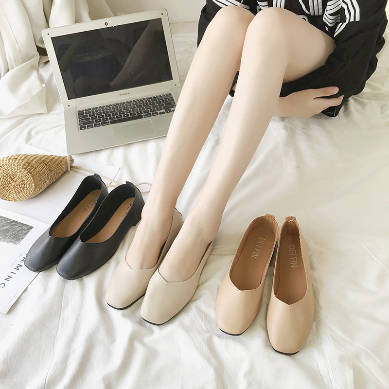 Giày Búp Bê Nữ Mũi Vuông Thời Trang Hàn 2021