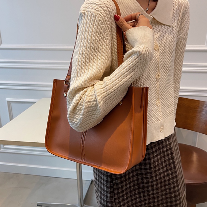 Túi xách IELGY tay đeo vai màu trơn sức chứa lớn phong cách âu Mỹ cổ điển thời trang dành cho nữ