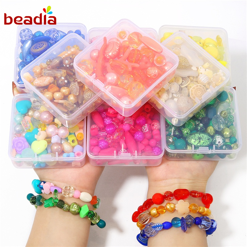Hộp hạt cườm acrylic Beadia nhiều kiểu khác nhau hỗn hợp nhiều màu sắc tùy chọn dùng để tự làm trang sức