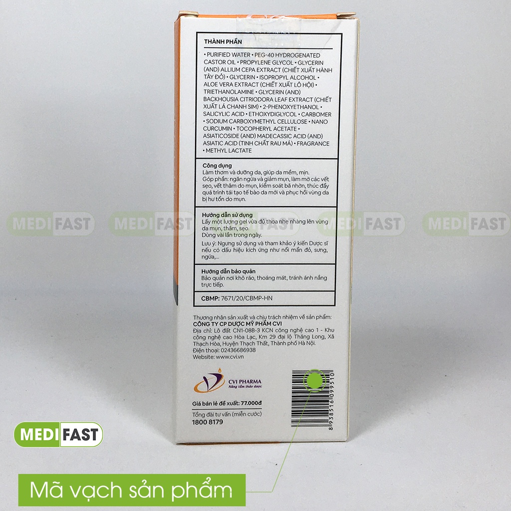 Gel ngừa mụn Decumar Advanced tuýp 20g - kem nghệ từ Nano curcumin - giảm mụn ẩn, trứng cá, sẹo thâm do mụn