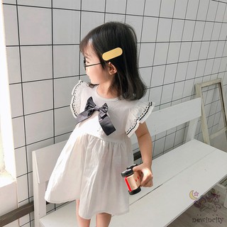Đầm Bé Gái Thắt Nơ Eo