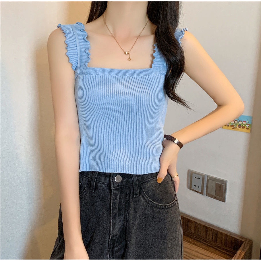 Áo dệt kim sát nách vải lông cừu dày giữ ấm mùa thu đông cho nữ