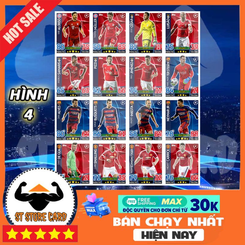 Thẻ cầu thủ bóng đá 2015/16 UCL size Poca Match Attax thẻ in custom ST STORE CARD