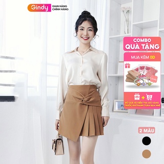 Chân váy nữ công sở ngắn chữ A GINDY phối nơ xếp ly vạt lệch thời trang hàng thiết kế V003