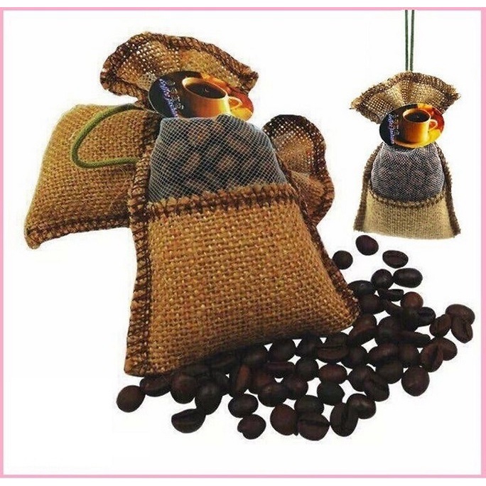 Túi Thơm Cafe Treo Xe Khử mùi ô tô ( Tặng Kèm Lọ Tinh Dầu Thơm )