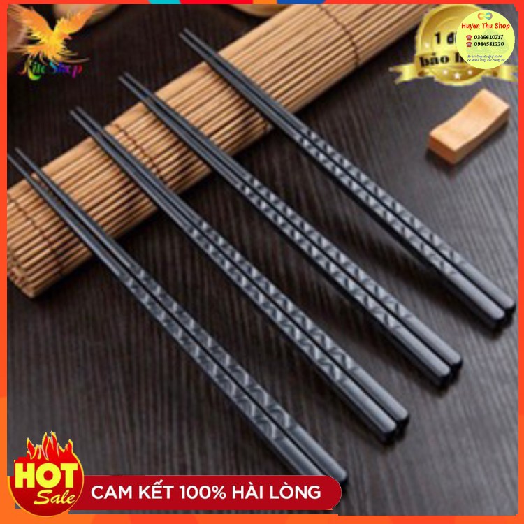 Vỉ 10 đôi đũa phíp nhựa đen - đũa melamine kháng khuẩn