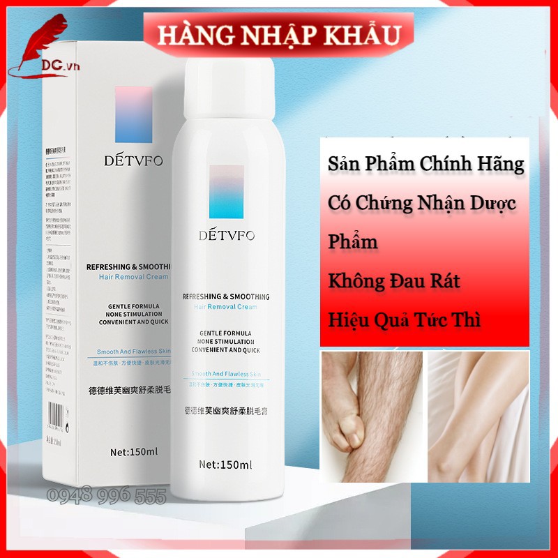 Kem Tẩy Lông Tay Lông Chân Lông Nách Dạng Chai Xịt Bọt Dung Tích 150ml Lành Tính Không Gây Đau Rát