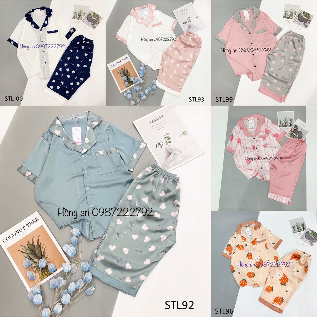 Bộ Lụa Lửng💛Bộ Pijama lụa quần ngố cao cấp đủ size cổ sen hoạ tiết kute (SIÊU MÁT MỊN)(ẢNH VIDEO THẬT) | BigBuy360 - bigbuy360.vn