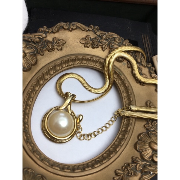 Dây chuyền vintage- mặt dây đính trai đá tròn