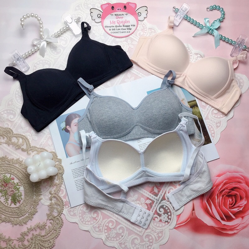 Áo lót nữ Cotton không gọng mút mỏng ôm ngực gọn gàng, chất liệu mút thông hơi mềm mại thoáng mát