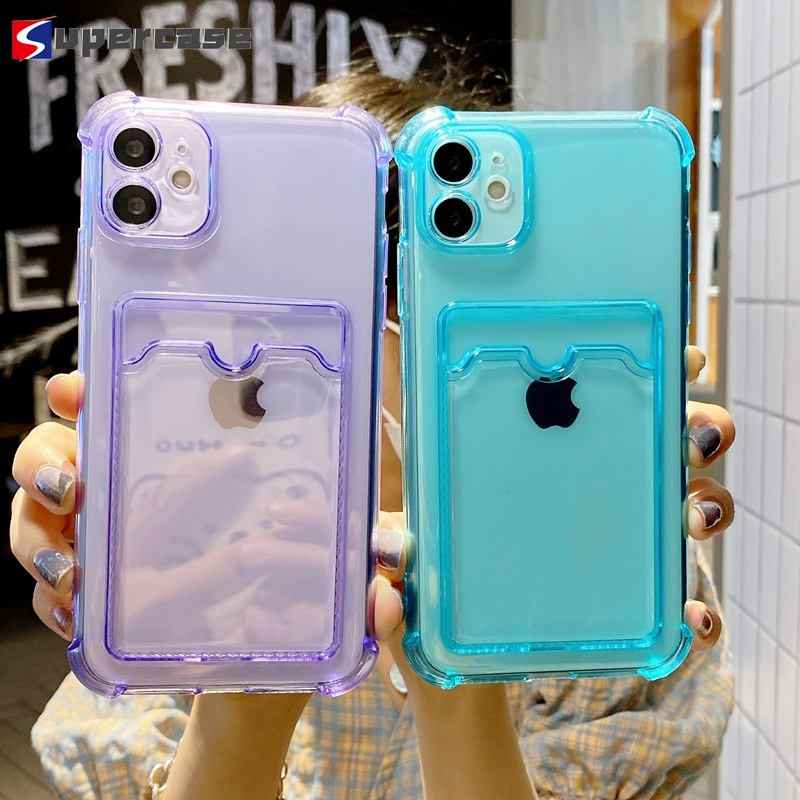 Case For iPhone 12 Pro Max 11 Pro Max XR Cover Transparent  Anti-fall Shockproof Soft TPU Phone Casing Card holder | BigBuy360 - bigbuy360.vn