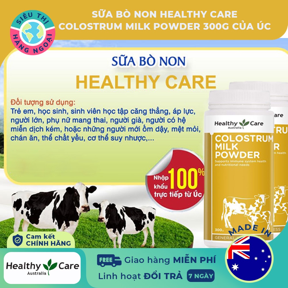 Sữa bò non Healthy Care Colostrum Milk Powder Úc Hộp 300g Best before 05/2024