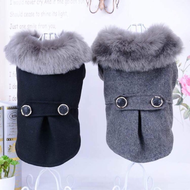 Áo khoác dạ cổ lông