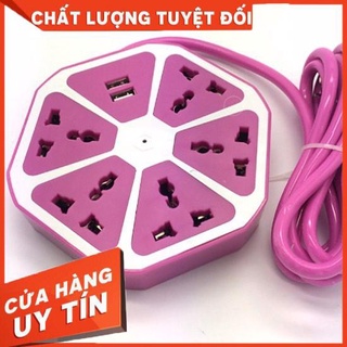 Ổ cắm điện đa năng trái cam với 5 lỗ cắm 3 chấu và 2 cổng usb